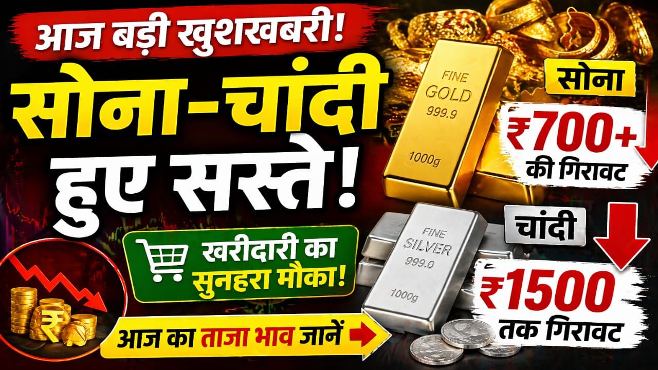 सोना ₹700+ और चांदी ₹1500 तक गिरी, खरीदारी का मौका